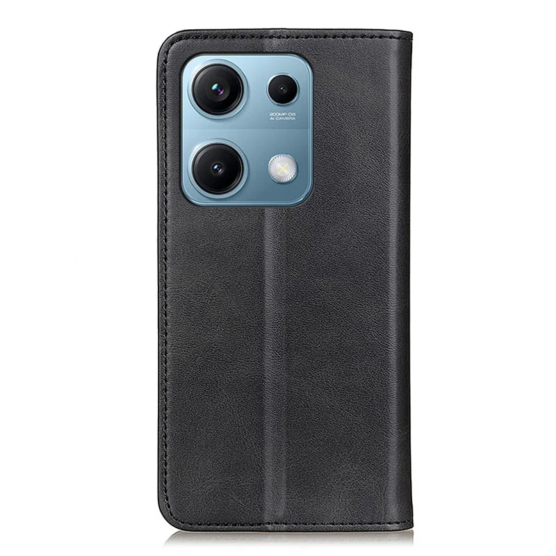 For Xiaomi Redmi Note 14S 4G Case Split Leather Flip Wallet Phone Cover - Black