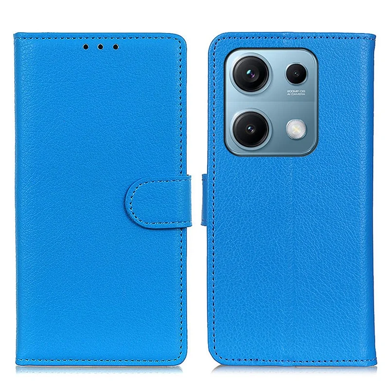 Futerał portfelowy na telefon z klapką dla Xiaomi Redmi Note 14S 4G, pokrowiec z syntetycznej skóry PU o fakturze litchi - niebieski