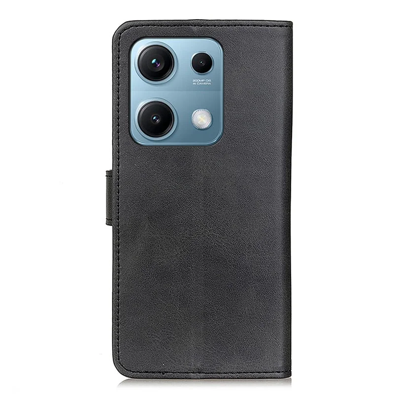 Pour Xiaomi Redmi Note 14S 4G Étui en Cuir de Vache Texture Portefeuille Support Housse de Téléphone - Noir
