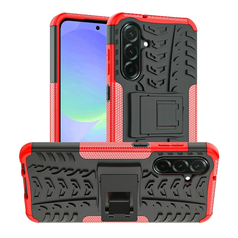 Bulk Purchasing For Samsung Galaxy A36 5G Case with Kickstand Tyre Pattern PC + TPU Phone Cover - Red