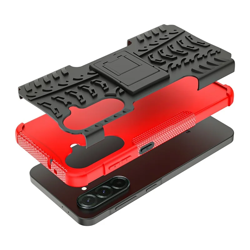 Bulk Purchasing For Samsung Galaxy A36 5G Case with Kickstand Tyre Pattern PC + TPU Phone Cover - Red