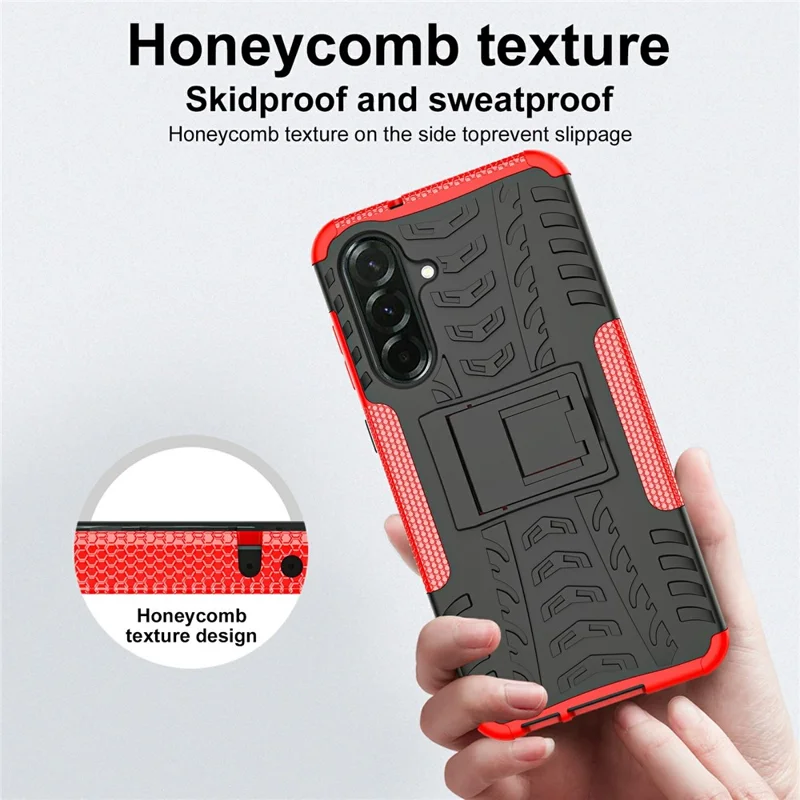 Bulk Purchasing For Samsung Galaxy A36 5G Case with Kickstand Tyre Pattern PC + TPU Phone Cover - Red