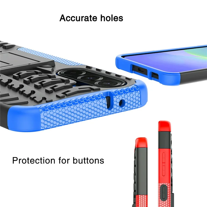 Bulk Purchasing For Samsung Galaxy A36 5G Case with Kickstand Tyre Pattern PC + TPU Phone Cover - Red
