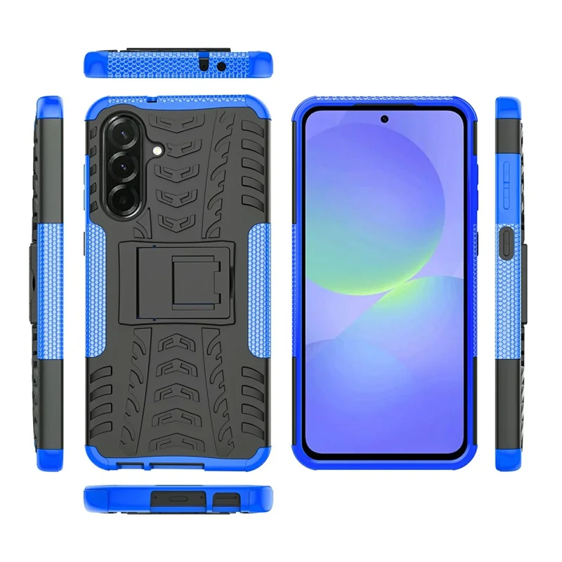Bulk Purchasing For Samsung Galaxy A36 5G Case with Kickstand Tyre Pattern PC + TPU Phone Cover - Blue