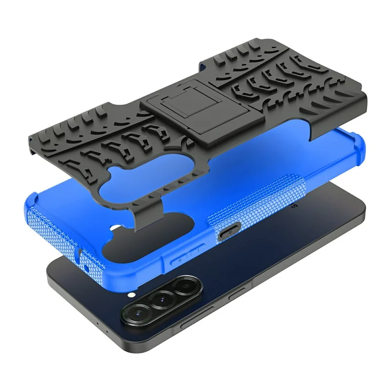 Bulk Purchasing For Samsung Galaxy A36 5G Case with Kickstand Tyre Pattern PC + TPU Phone Cover - Blue