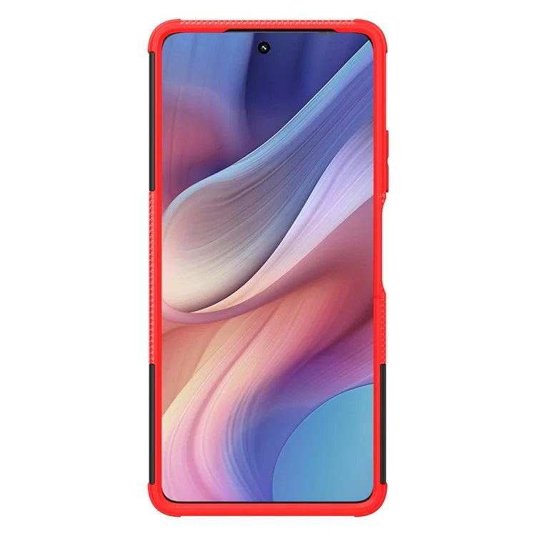Compra al por mayor de la carcasa del Motorola Moto G Power (2025) con soporte y patrón de neumático de PC + TPU - Rojo