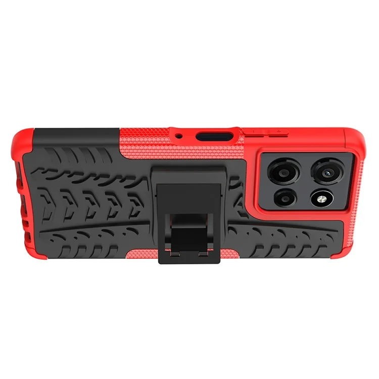 Compra al por mayor de la carcasa del Motorola Moto G Power (2025) con soporte y patrón de neumático de PC + TPU - Rojo