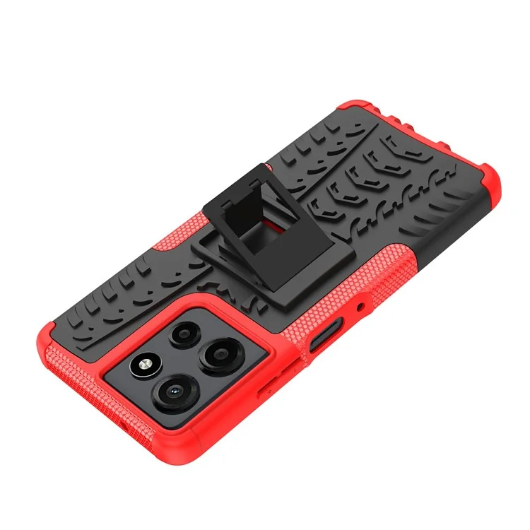 Compra al por mayor de la carcasa del Motorola Moto G Power (2025) con soporte y patrón de neumático de PC + TPU - Rojo