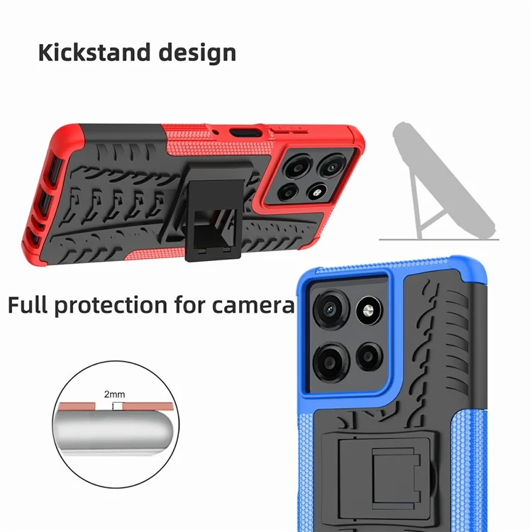 Compra al por mayor de la carcasa del Motorola Moto G Power (2025) con soporte y patrón de neumático de PC + TPU - Rojo