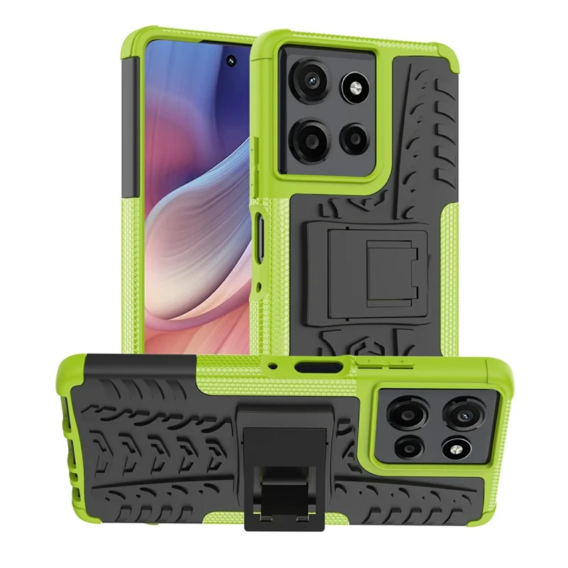Bulk Purchasing For Motorola Moto G Power (2025) Case with Kickstand Tyre Pattern PC + TPU Phone Cover - Green