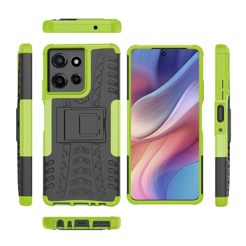 Bulk Purchasing For Motorola Moto G Power (2025) Case with Kickstand Tyre Pattern PC + TPU Phone Cover - Green