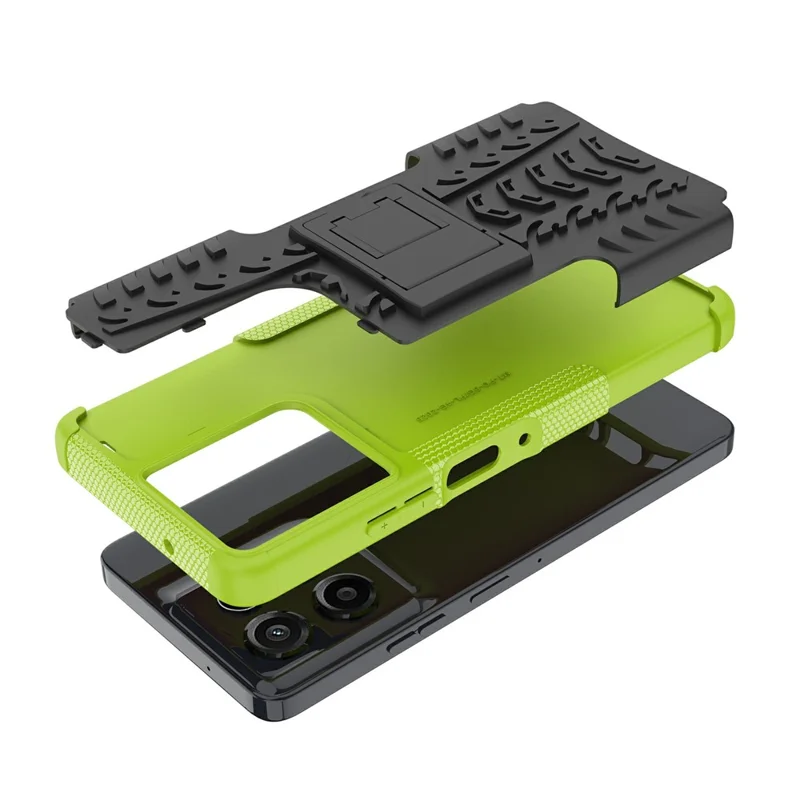 Bulk Purchasing For Motorola Moto G Power (2025) Case with Kickstand Tyre Pattern PC + TPU Phone Cover - Green