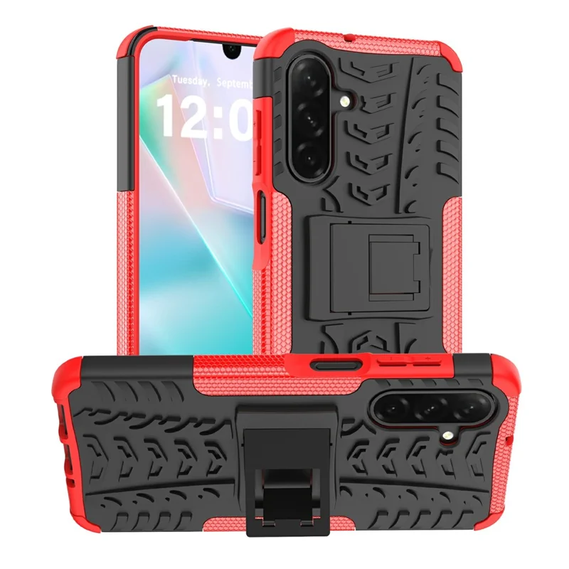 Bulk Purchasing For Samsung Galaxy A26 5G Case with Kickstand Tyre Pattern PC + TPU Phone Cover - Red