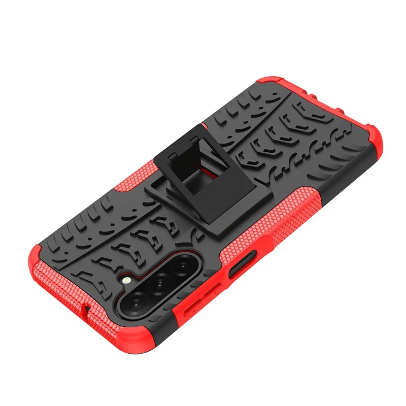 Bulk Purchasing For Samsung Galaxy A26 5G Case with Kickstand Tyre Pattern PC + TPU Phone Cover - Red