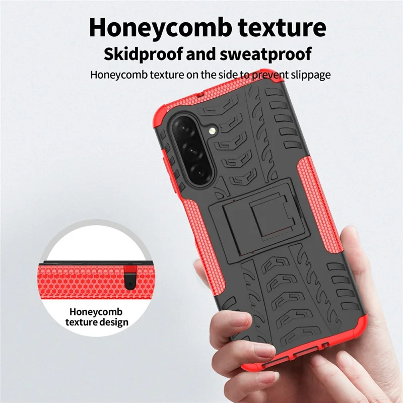 Bulk Purchasing For Samsung Galaxy A26 5G Case with Kickstand Tyre Pattern PC + TPU Phone Cover - Red