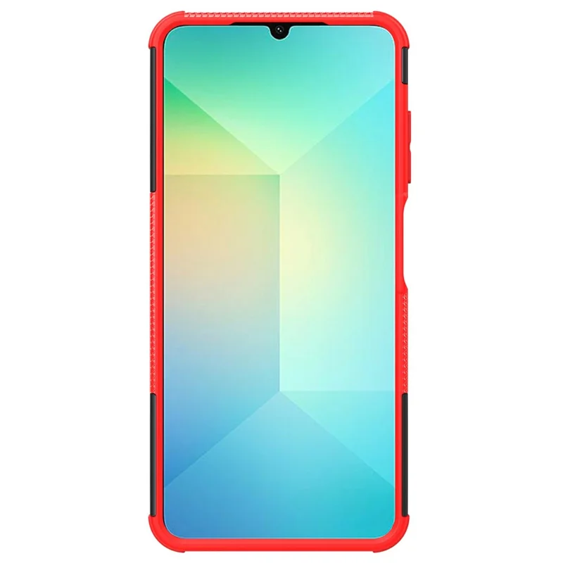 Compra al por mayor para Samsung Galaxy A06 4G / 5G Funda con soporte Patrón de neumático PC + Cubierta de teléfono TPU - Rojo