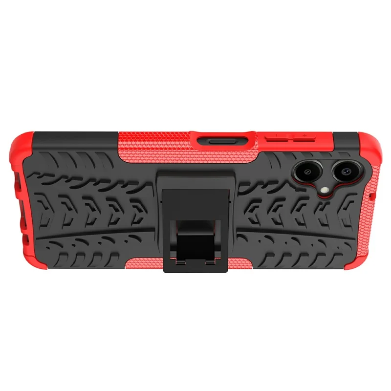 Compra al por mayor para Samsung Galaxy A06 4G / 5G Funda con soporte Patrón de neumático PC + Cubierta de teléfono TPU - Rojo