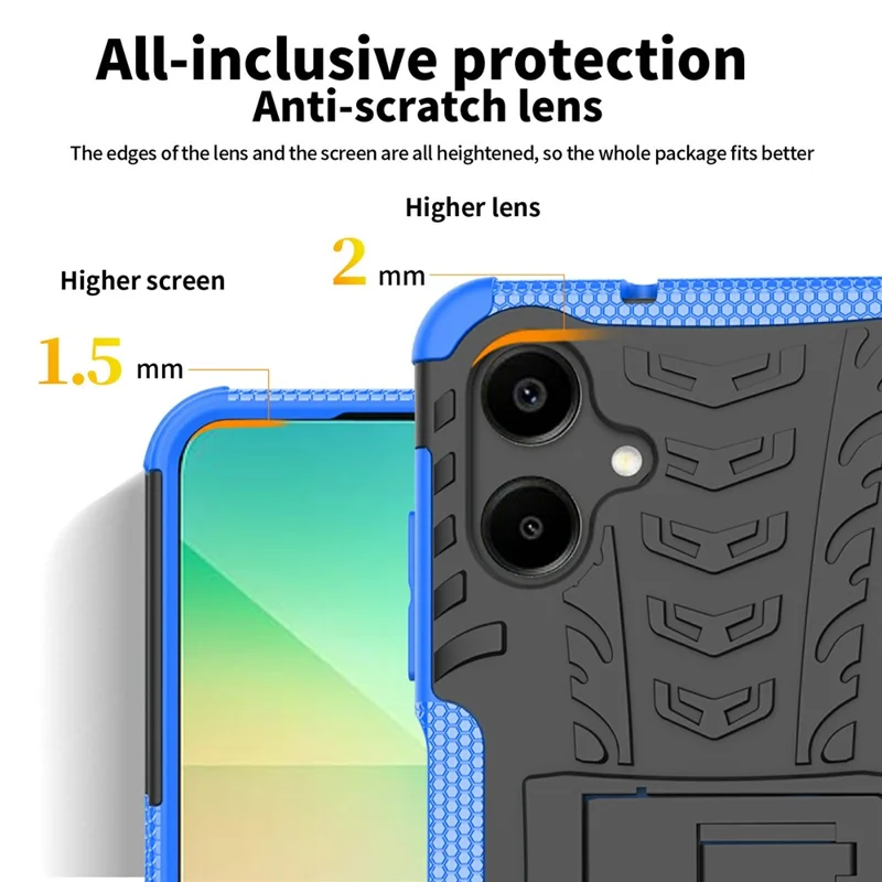 Compra al por mayor para Samsung Galaxy A06 4G / 5G Funda con soporte Patrón de neumático PC + Cubierta de teléfono TPU - Rojo