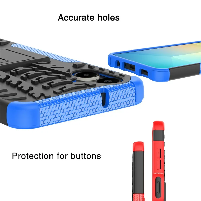 Compra al por mayor para Samsung Galaxy A06 4G / 5G Funda con soporte Patrón de neumático PC + Cubierta de teléfono TPU - Rojo