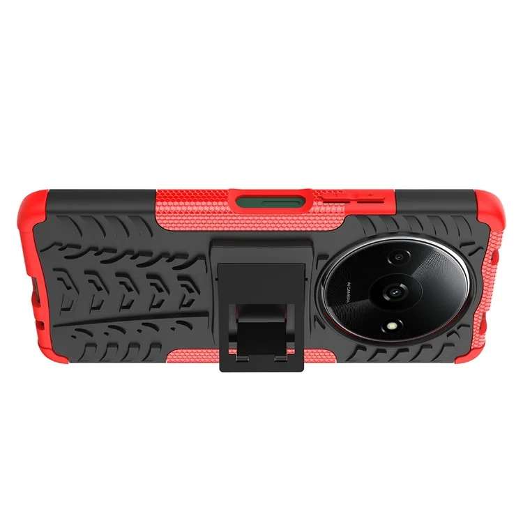 Acquisto all'ingrosso per Xiaomi Redmi A3 4G / Poco C61 4G Cover con Supporto e Motivo Pneumatico in PC + TPU - Rosso