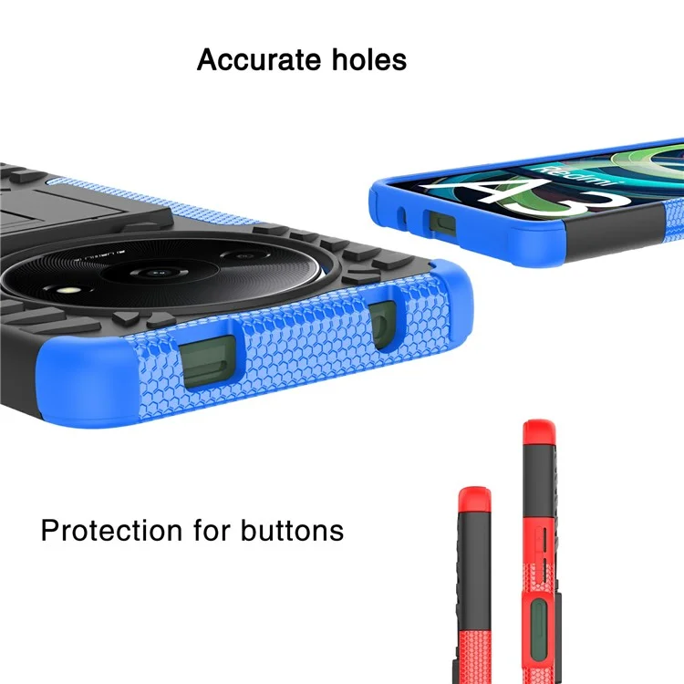 Acquisto all'ingrosso per Xiaomi Redmi A3 4G / Poco C61 4G Cover con Supporto e Motivo Pneumatico in PC + TPU - Rosso