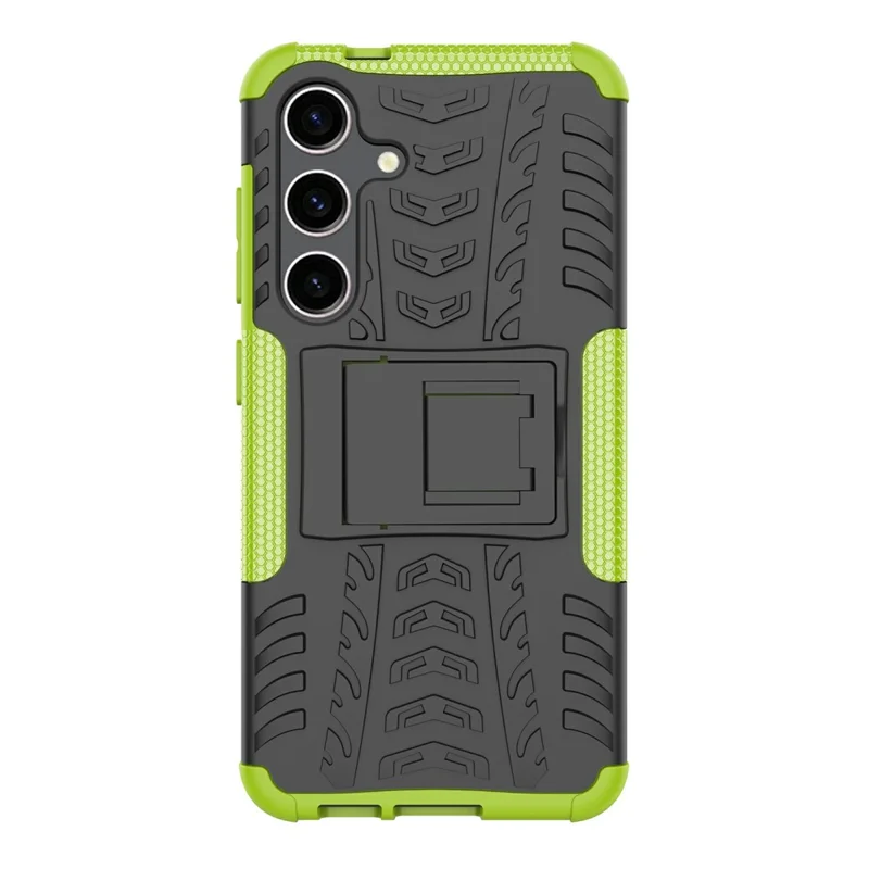 Bulk Purchasing For Samsung Galaxy S24 Case with Kickstand Tyre Pattern PC + TPU Phone Cover - Green