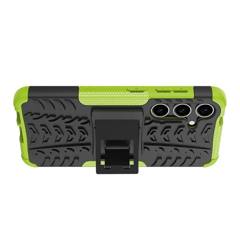 Bulk Purchasing For Samsung Galaxy S24 Case with Kickstand Tyre Pattern PC + TPU Phone Cover - Green