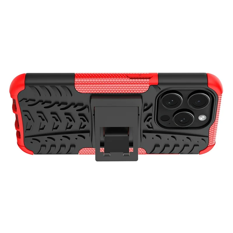 Bulk Purchasing For iPhone 15 Pro Case with Kickstand Tyre Pattern PC + TPU Phone Cover - Red