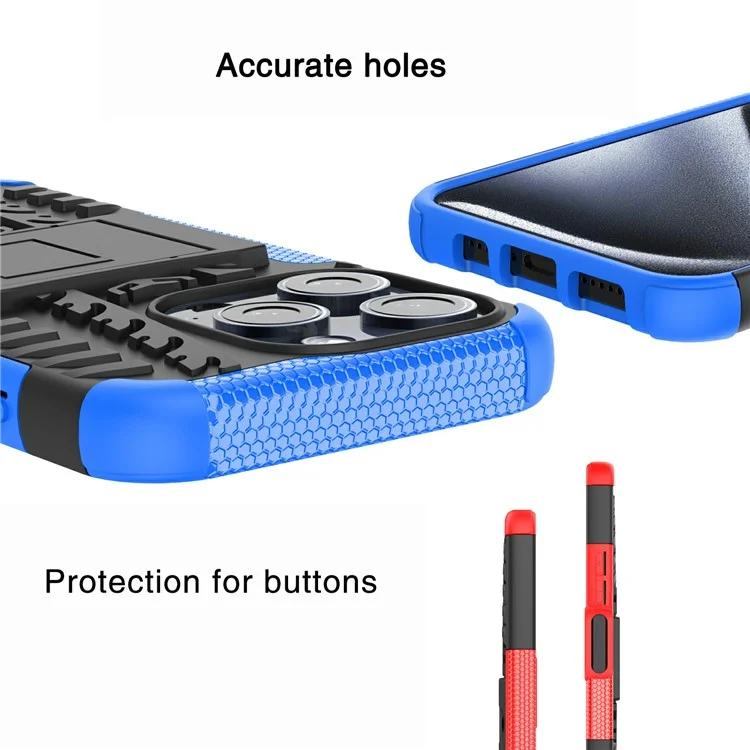 Bulk Purchasing For iPhone 14 Pro Max Case with Kickstand Tyre Pattern PC + TPU Phone Cover - Black