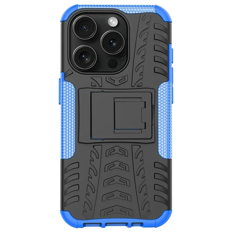 Bulk Purchasing For iPhone 14 Pro Case with Kickstand Tyre Pattern PC + TPU Phone Cover - Blue