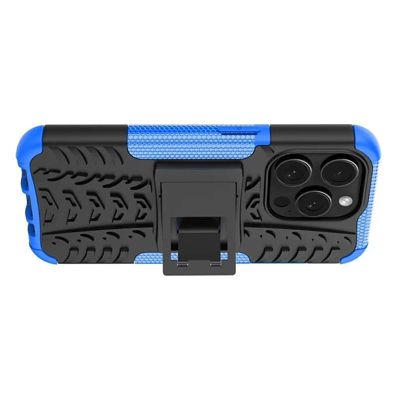 Bulk Purchasing For iPhone 14 Pro Case with Kickstand Tyre Pattern PC + TPU Phone Cover - Blue