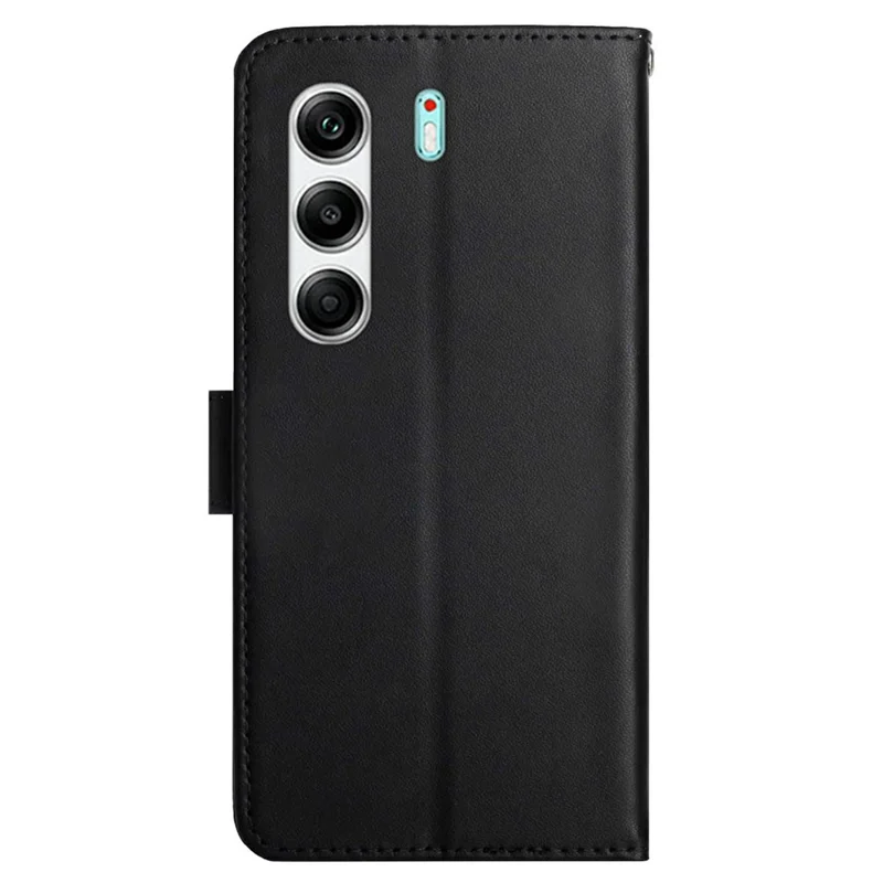 For TECNO Camon 40 Pro 4G Case Genuine Cow Leather Phone Cover Nappa Texture - Black