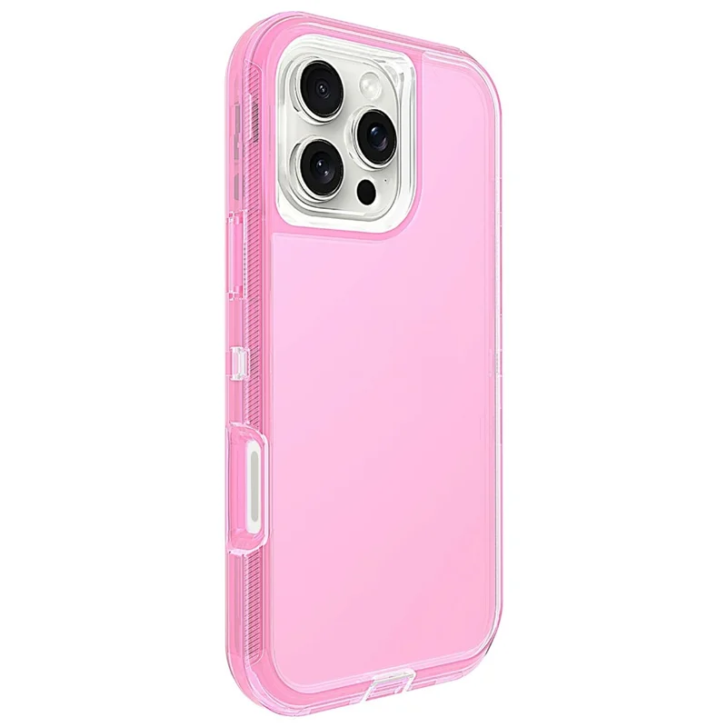 For iPhone 16 Pro Max Case 3 in 1 Detachable Shockproof TPU + PC Phone Back Cover - Transparent Red
