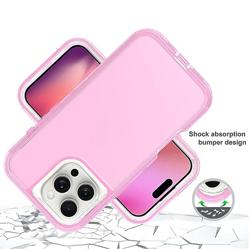 For iPhone 16 Pro Max Case 3 in 1 Detachable Shockproof TPU + PC Phone Back Cover - Transparent Red