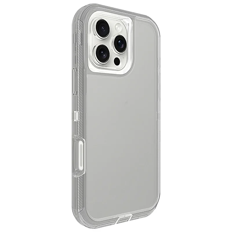 For iPhone 16 Pro Max Case 3 in 1 Detachable Shockproof TPU + PC Phone Back Cover - Transparent Grey