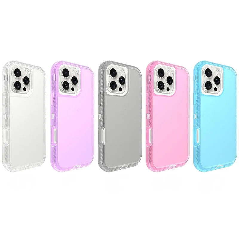 For iPhone 16 Pro Max Case 3 in 1 Detachable Shockproof TPU + PC Phone Back Cover - Transparent Grey