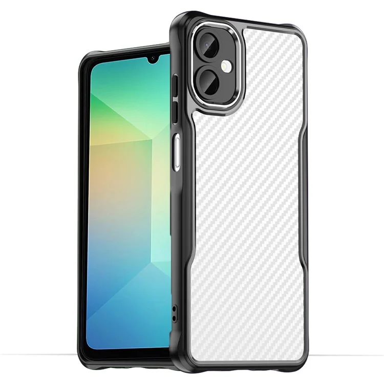Pour Samsung Galaxy A06 5G Étui Texture Fibre de Carbone Hybride Housse de Téléphone - Noir