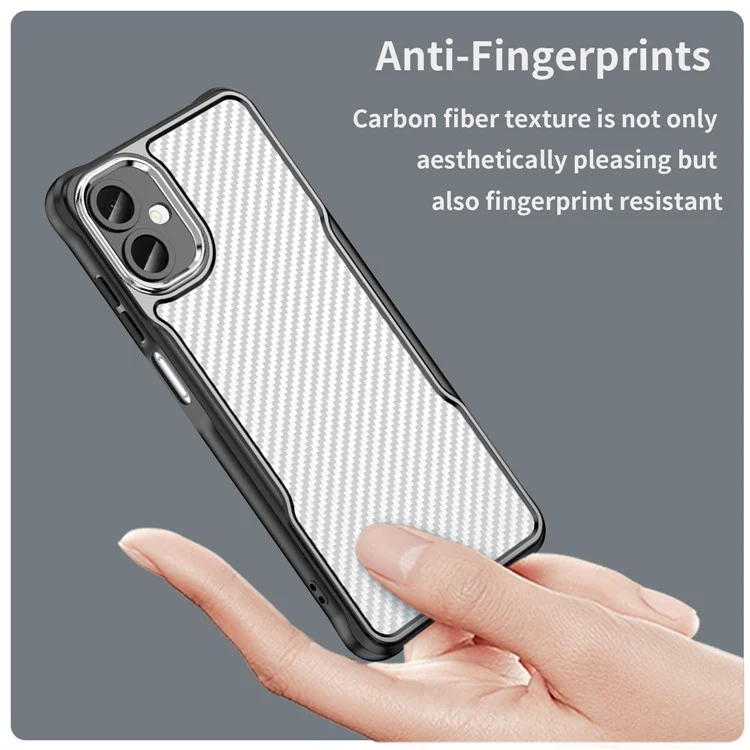 Pour Samsung Galaxy A06 5G Étui Texture Fibre de Carbone Hybride Housse de Téléphone - Noir