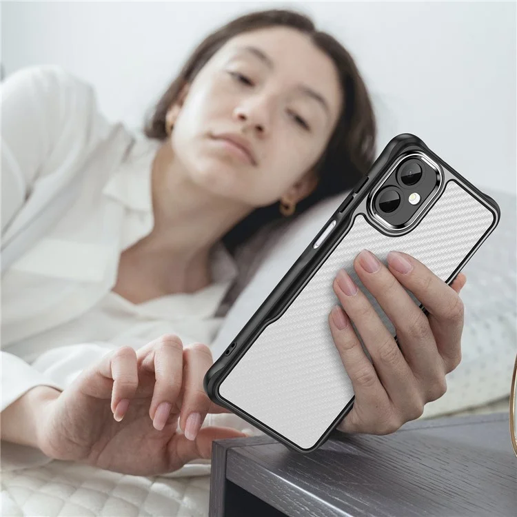 Pour Samsung Galaxy A06 5G Étui Texture Fibre de Carbone Hybride Housse de Téléphone - Noir
