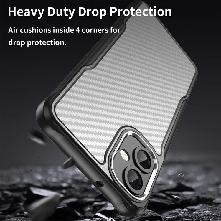 Pour Samsung Galaxy A06 5G Étui Texture Fibre de Carbone Hybride Housse de Téléphone - Noir
