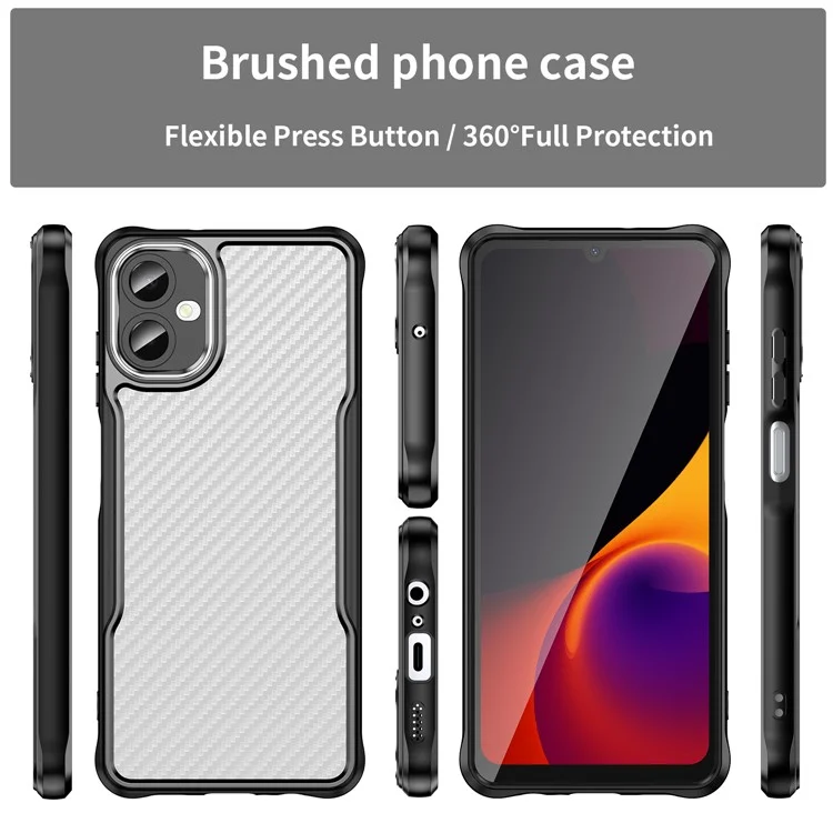 Pour Samsung Galaxy A06 5G Étui Texture Fibre de Carbone Hybride Housse de Téléphone - Noir