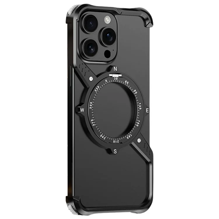 Coque Magnétique avec Support pour iPhone 14 Pro Max, Coussin d'Air aux Quatre Coins, Dissipation de Chaleur, Housse de Téléphone en Métal - Noir