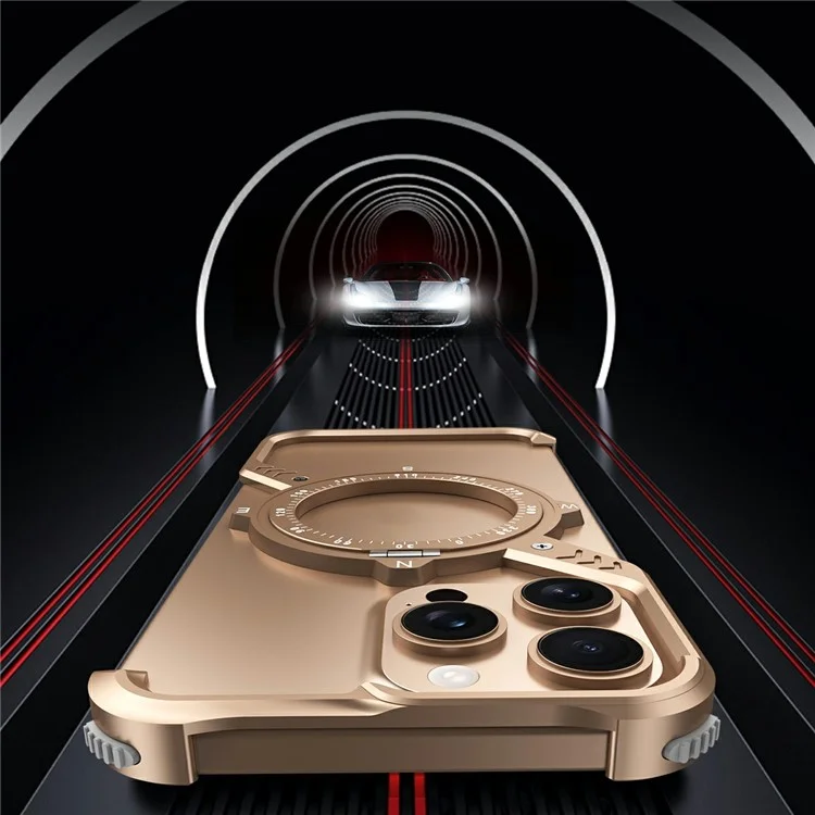 Coque Magnétique avec Support pour iPhone 14 Pro Max, Coussin d'Air aux Quatre Coins, Dissipation de Chaleur, Housse de Téléphone en Métal - Noir