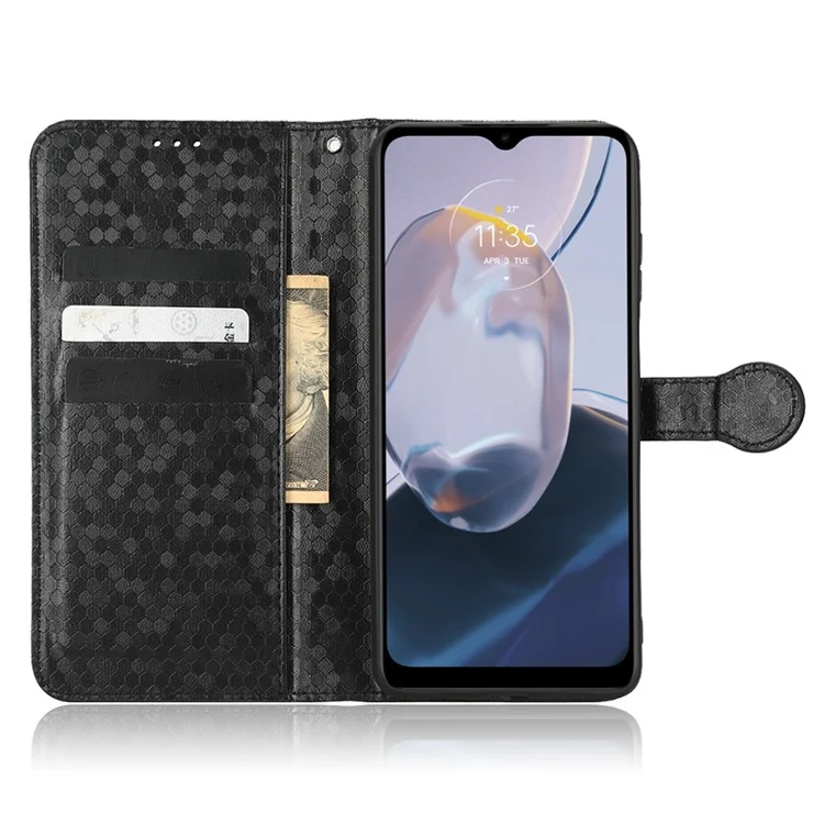 Cell Phone Cover For Motorola Moto E22i 4G / E22 4G Dot Pattern Imprinted Flip Wallet Case Magnetic PU Leather Stand Phone Shell with Strap - Black