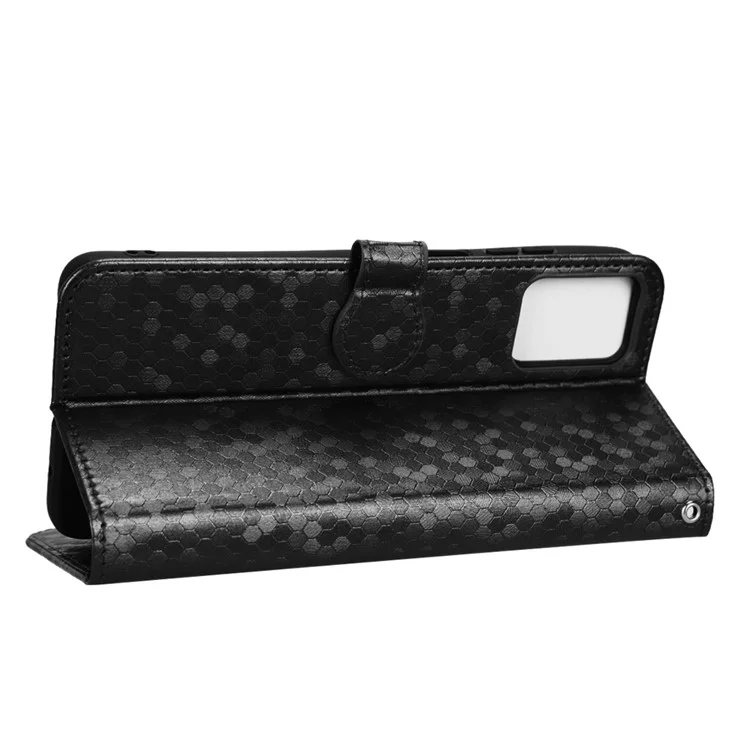 Cell Phone Cover For Motorola Moto E22i 4G / E22 4G Dot Pattern Imprinted Flip Wallet Case Magnetic PU Leather Stand Phone Shell with Strap - Black