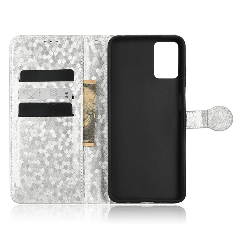 Cell Phone Cover For Motorola Moto E22i 4G / E22 4G Dot Pattern Imprinted Flip Wallet Case Magnetic PU Leather Stand Phone Shell with Strap - Silver