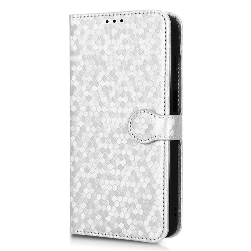 Cell Phone Cover For Motorola Moto E22i 4G / E22 4G Dot Pattern Imprinted Flip Wallet Case Magnetic PU Leather Stand Phone Shell with Strap - Silver