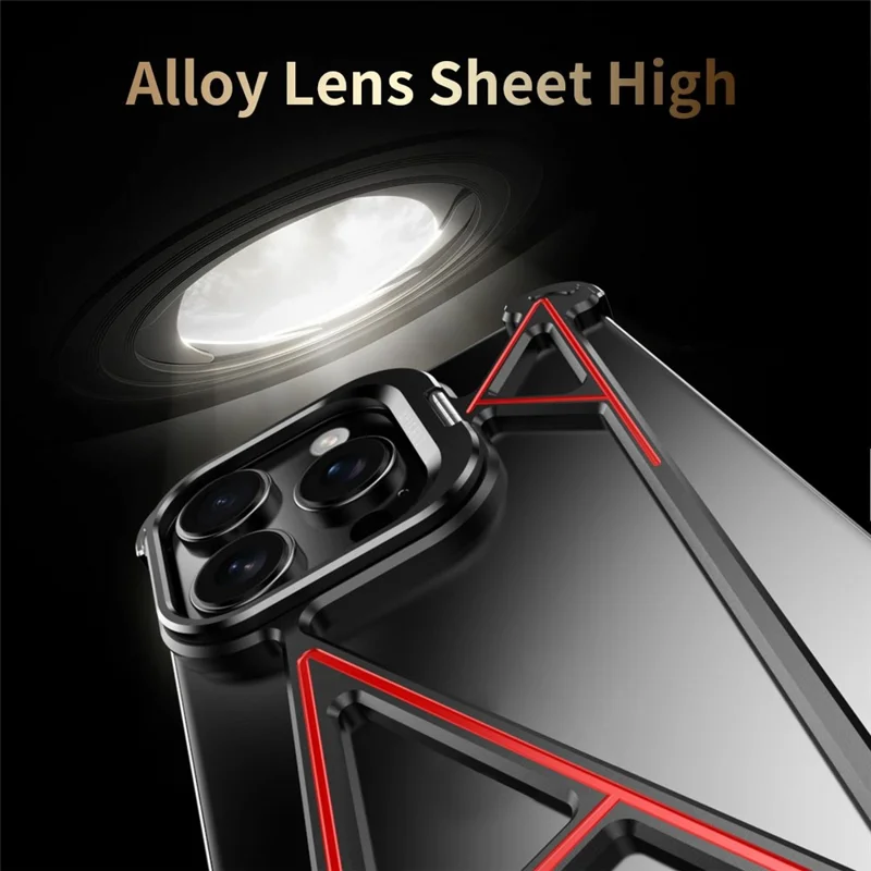For iPhone 16 Pro Max Bumper Case Four Corner Airbag Kickstand Boardless A-Shape Metal Phone Cover - Black