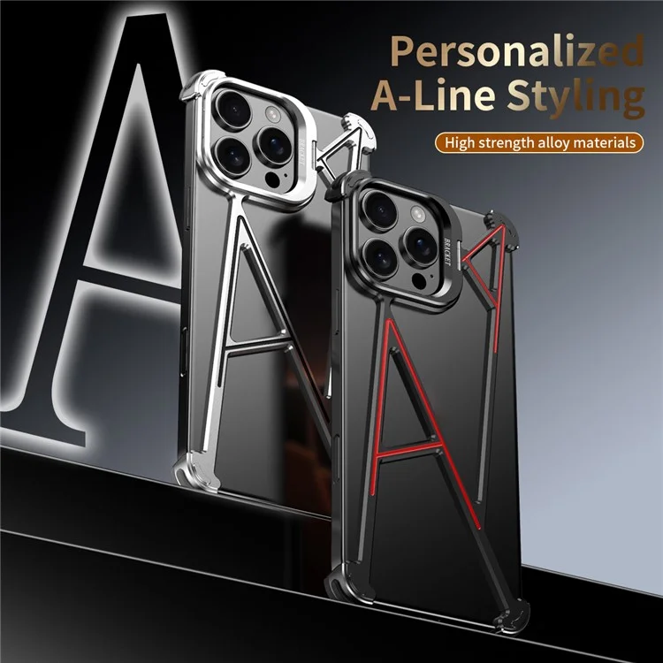 For iPhone 16 Pro Bumper Case Four Corner Airbag Kickstand Boardless A-Shape Metal Phone Cover - Black