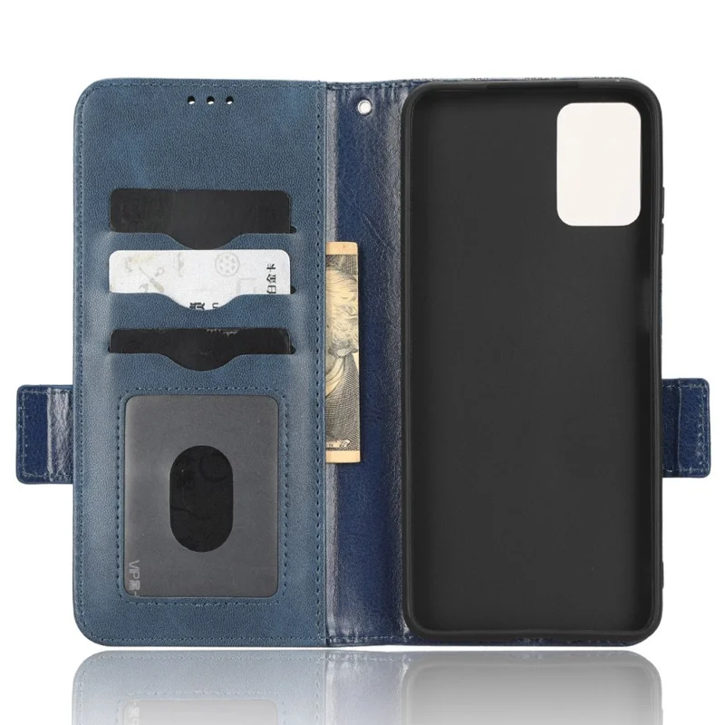 Para Motorola Moto E22i 4G / E22 4G Patrón de Triángulo Impreso Anti-drop Case de Teléfono de Cuero PU Soporte Magnética Magnética Cubierta Con Correa Para la Mano - Azul